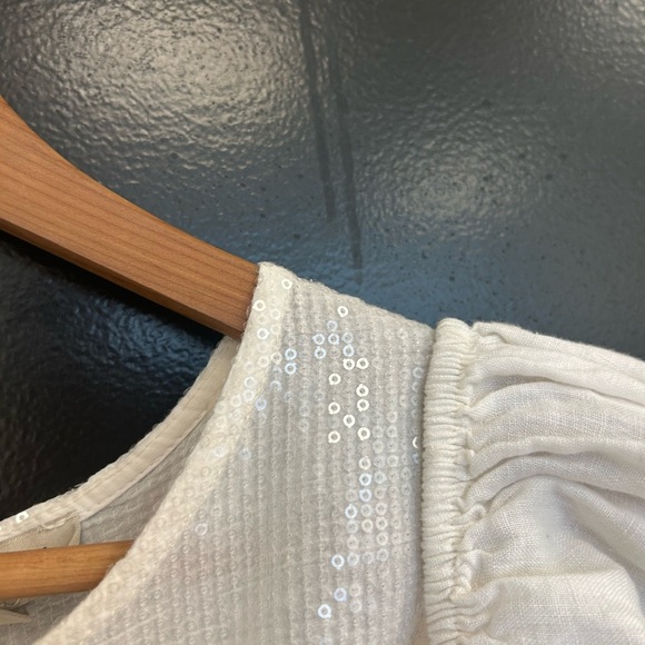 Via Signora S excellent/new condition linen Ruffled Bib Collar sparkle top/boto - Picture 3 of 13